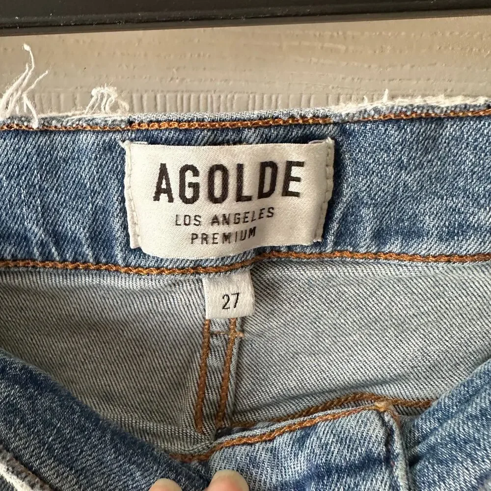 AGOLDE Sophie Crop Vertigo Mid-Rise‎ Skinny Distressed Raw Hem Jeans Size 27 - Picture 8 of 9